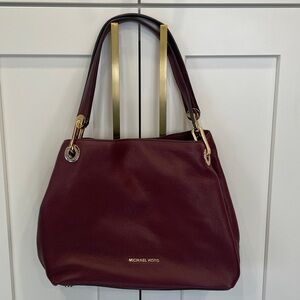Michael Kors Raven Burgundy Leather Shoulder Bag